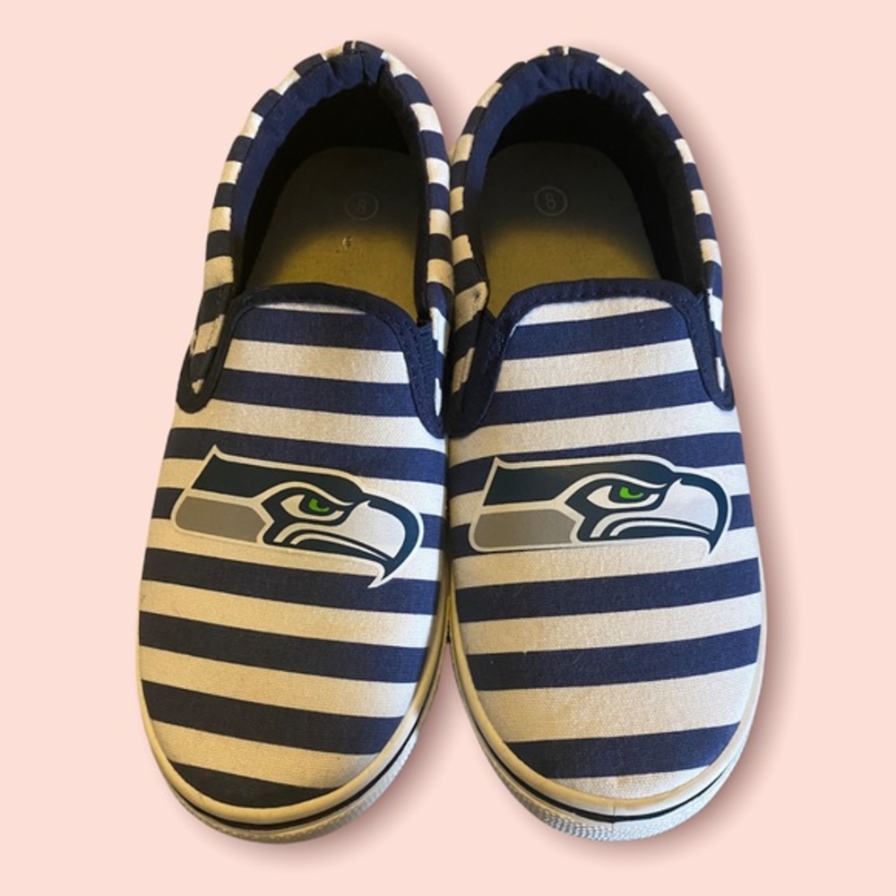 SEAHAWKS slide on sneakers - new - size 8 - Picture 2 of 2